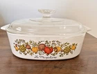 Pyrex Casserole w Lid-Spice of Life-A-9-C Lid-A-2-B Base-Marjolaine-Vtg 1972-88