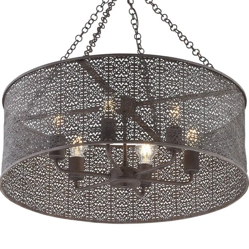 Crystorama Jasmine 25" Wide Bronze 6-Light Drum Chandelier - Picture 4 of 7