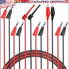 Multimeter Test Leads Set Stackable Banana Plug to Alligator Clip Mini Grabber