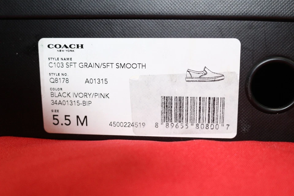 Nuevo en caja Zapatilla Coach Para Mujer Negra Marfil/Rosa C103 Grano SFT/SFT Suave Q8178 Foto 2 de 4
