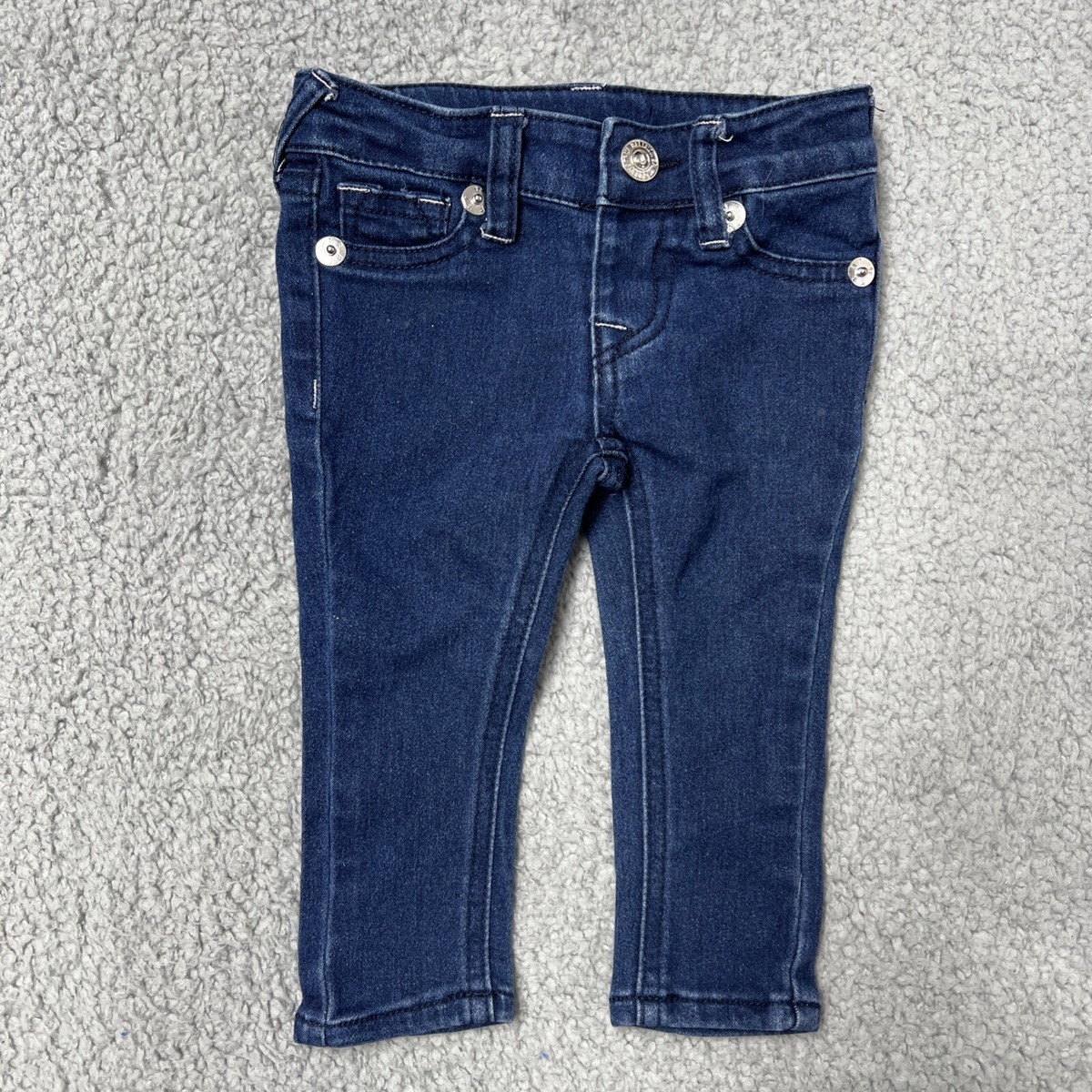 True Religion Jeans Baby Kids Denim Pants Zip Close Unisex Blue 12