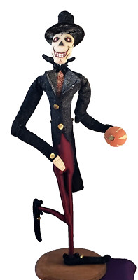 Joe Spencer Mr Bones Halloween Gathered Traditions Folk Art Boy Doll 29.5'' Tall