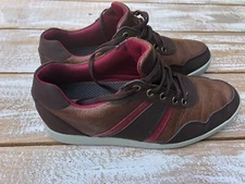 Men’s Footjoy Contour Brown & Red Leather Casual Spikeless Golf Shoes Sz 8.5 M