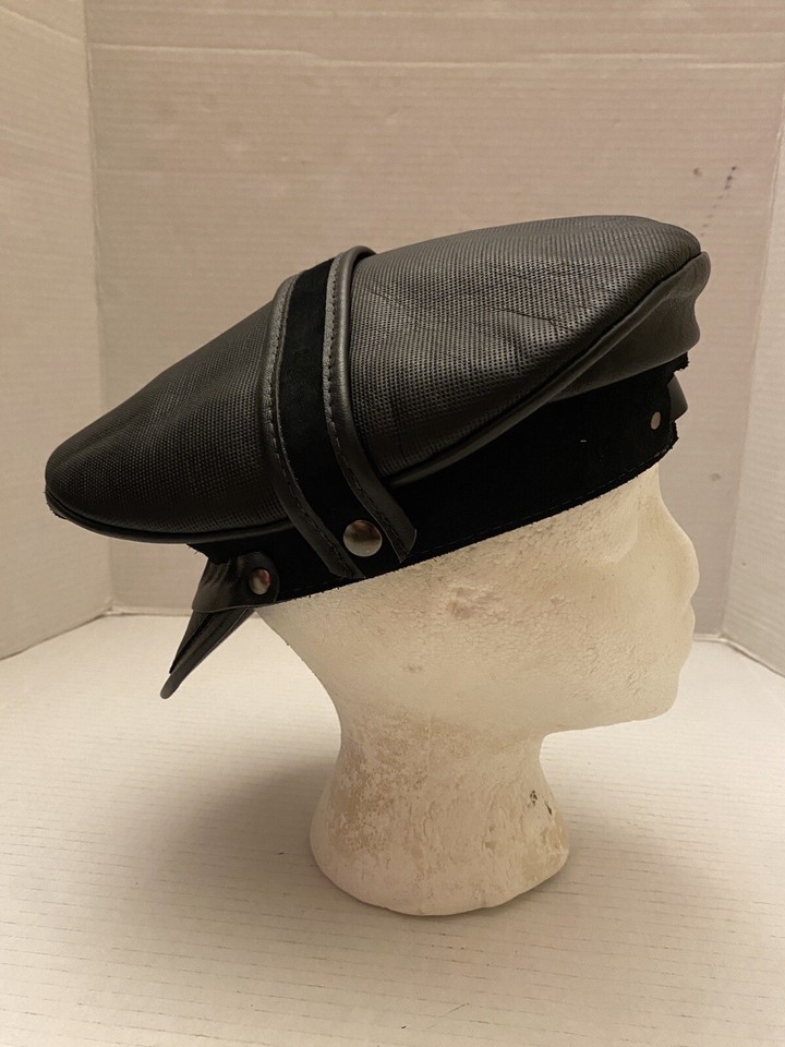 Berretto In Pelle - Vera Pelle Nero Army Muir Biker Arancione Trim - Foto 10