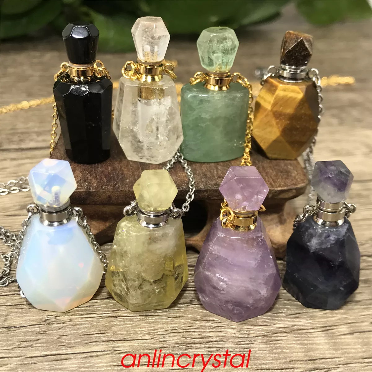 Essential Oil Necklace Crystal Perfume Bottle Rose Quartz