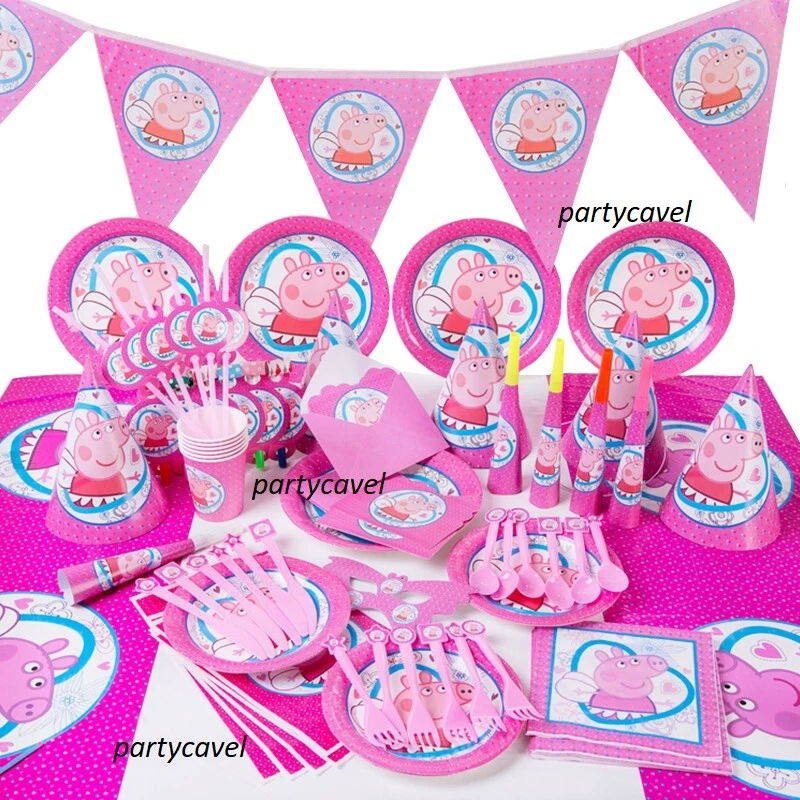 New Peppa Pig Birthday Party Supplies Balloon Bag Tableware Plate Napkin Decors.