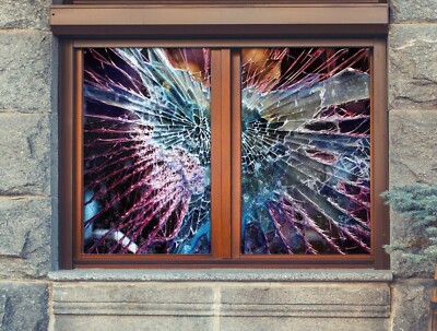 3D Color Crack O616 Window Film Print Sticker Cling Stained Glass UV Block Am