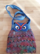 Tasche Handgefilzt Beuteltasche Eule Filz Nepal