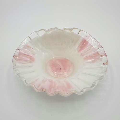 Linea Mary Murano Italy Art Glass Candy Dish Kristall Clear, Pink & White 5.5 in - Picture 4 of 8