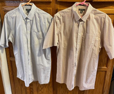 2 Eddie Bauer Relaxed Fit Wrinkle Free Button Down Men's Shirts Size TL