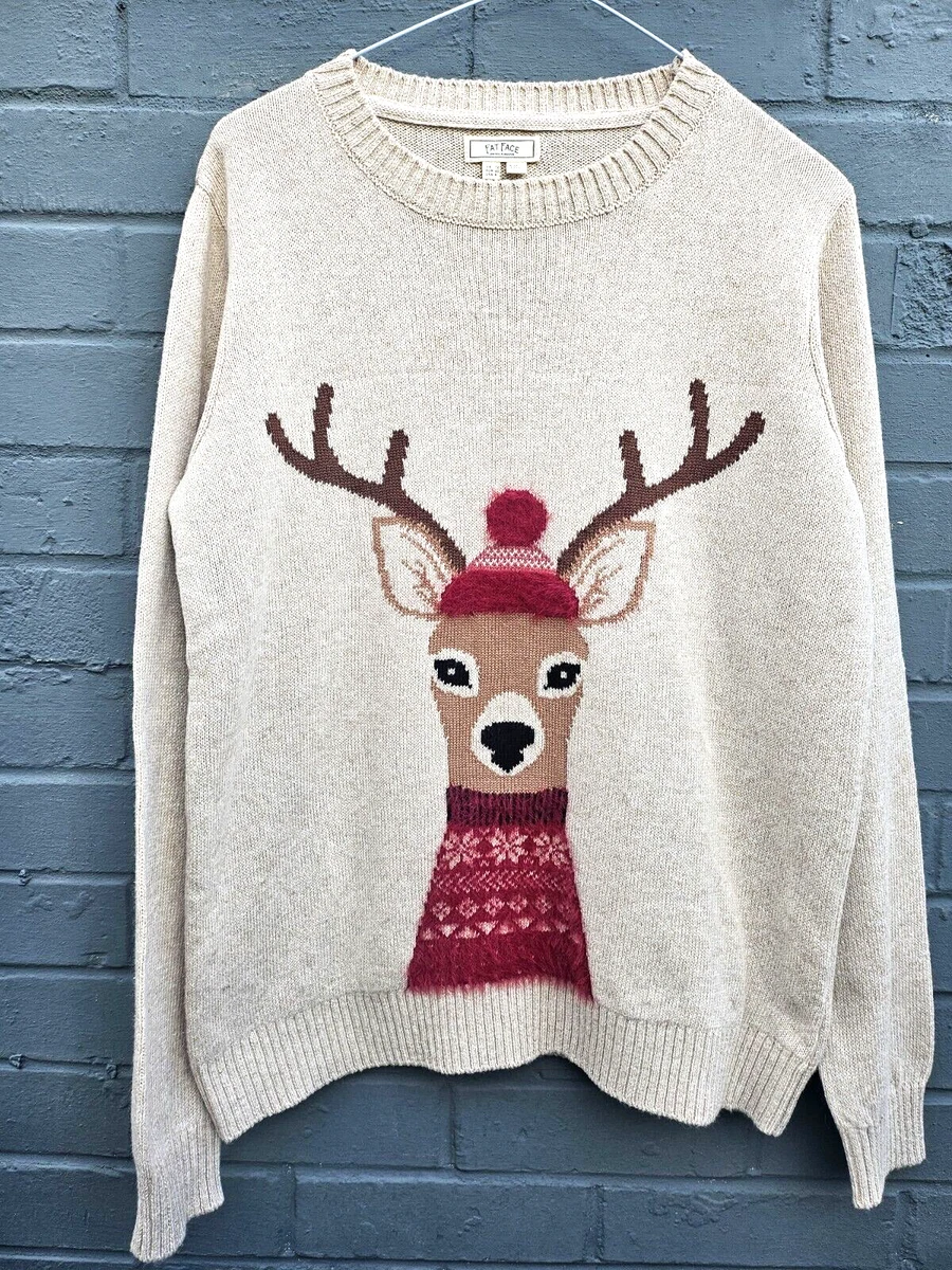 LADIES Fatface Winter Christmas Jumper. Size UK 12 medium. Reindeer