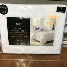 New Zoey 2 Piece White Duvet Cover Standard Sham Set Twin