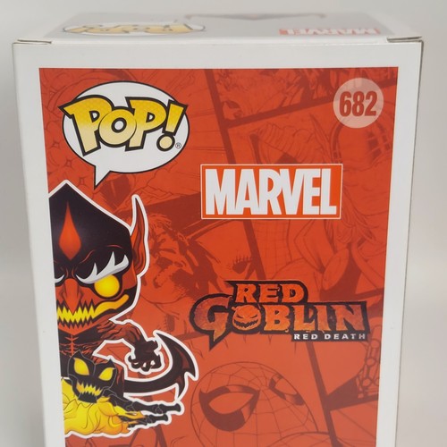 Funko Pop! Red Goblin #682 NYCC Convention Exclusive Sticker Marvel - Imagen 11 de 21