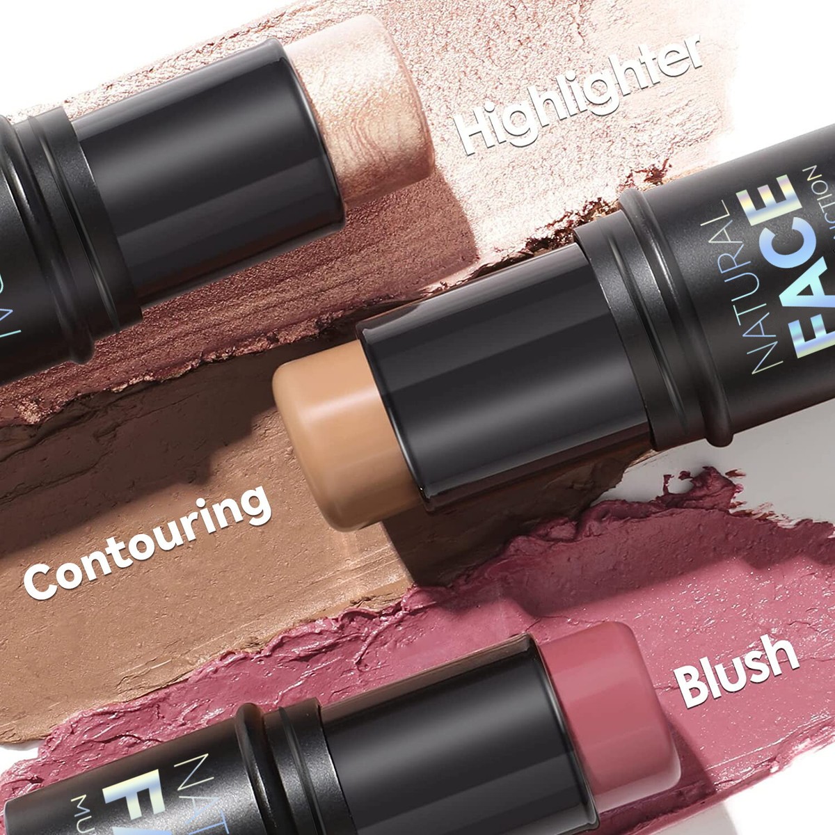 3-in-1 Make-up Stick Set – Contour-, Blush- & Highlighter-Stift, Matte Textur, Leicht Auftragbar & Verblendbar Für Natürlichen Look