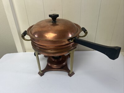1900s Landers-Frary-Clark Copper & Brass Double Boiler Chafing Dish