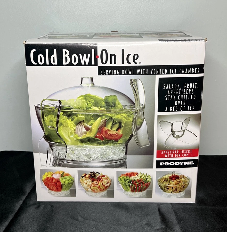 Prodyne Cold Bowl On Ice Acrylic 11”x9” Serving Bowl Vented Ice Chamber 6.5 Qt - Image 2 of 4
