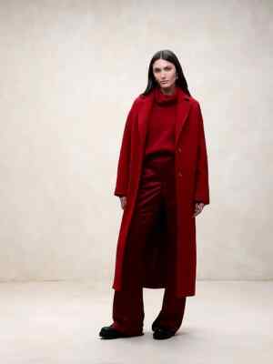 Banana Republic Women's Cherry Red Martina Wool Bouclé Coat Size S