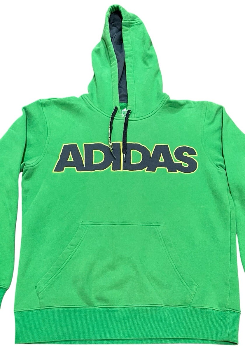 Adidas Pullover Hoodie Unique Green Colors Spell Out Mens Size M