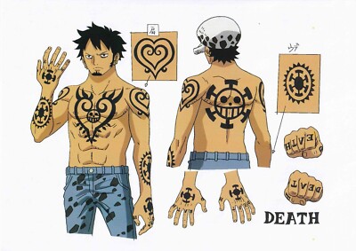Cosplay One Piece Trafalgar Law Chest Back Arm Temporary Tattoo Sticker