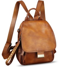 Genuine Leather Fashion Backpack Women Vintage Knapsack Rucksack Daypack Bag