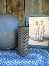 Small Early Primitive Antique Tin Round Grater