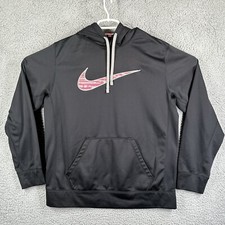 Nike Therma Fit Hoodie Athletic Sweater Performance Womens Sz L Pink Camo Swoosh