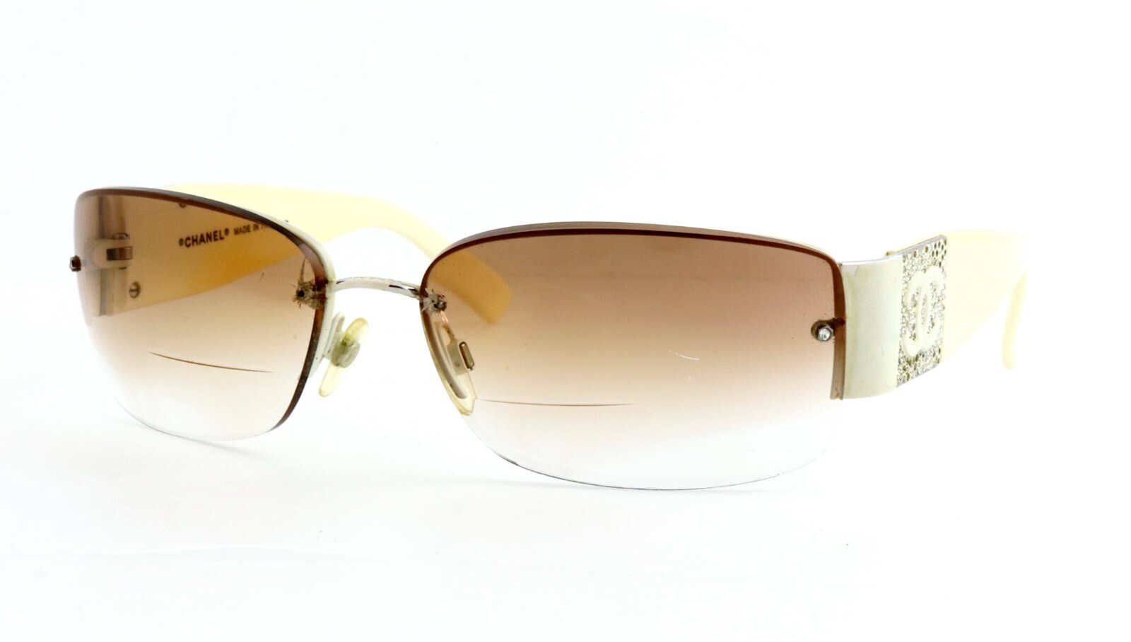CHANEL CH 4117-B 287/8G 62mm Cream Crystal CC Oversized Sunglasses Frames Only image 6