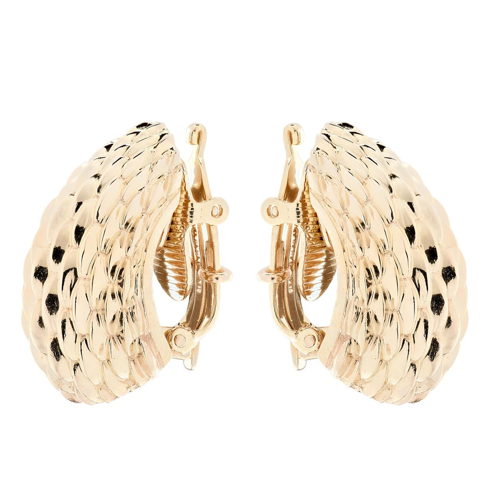 蒂芙尼黄金纹理圆顶耳环 — 第 2/4 张图片