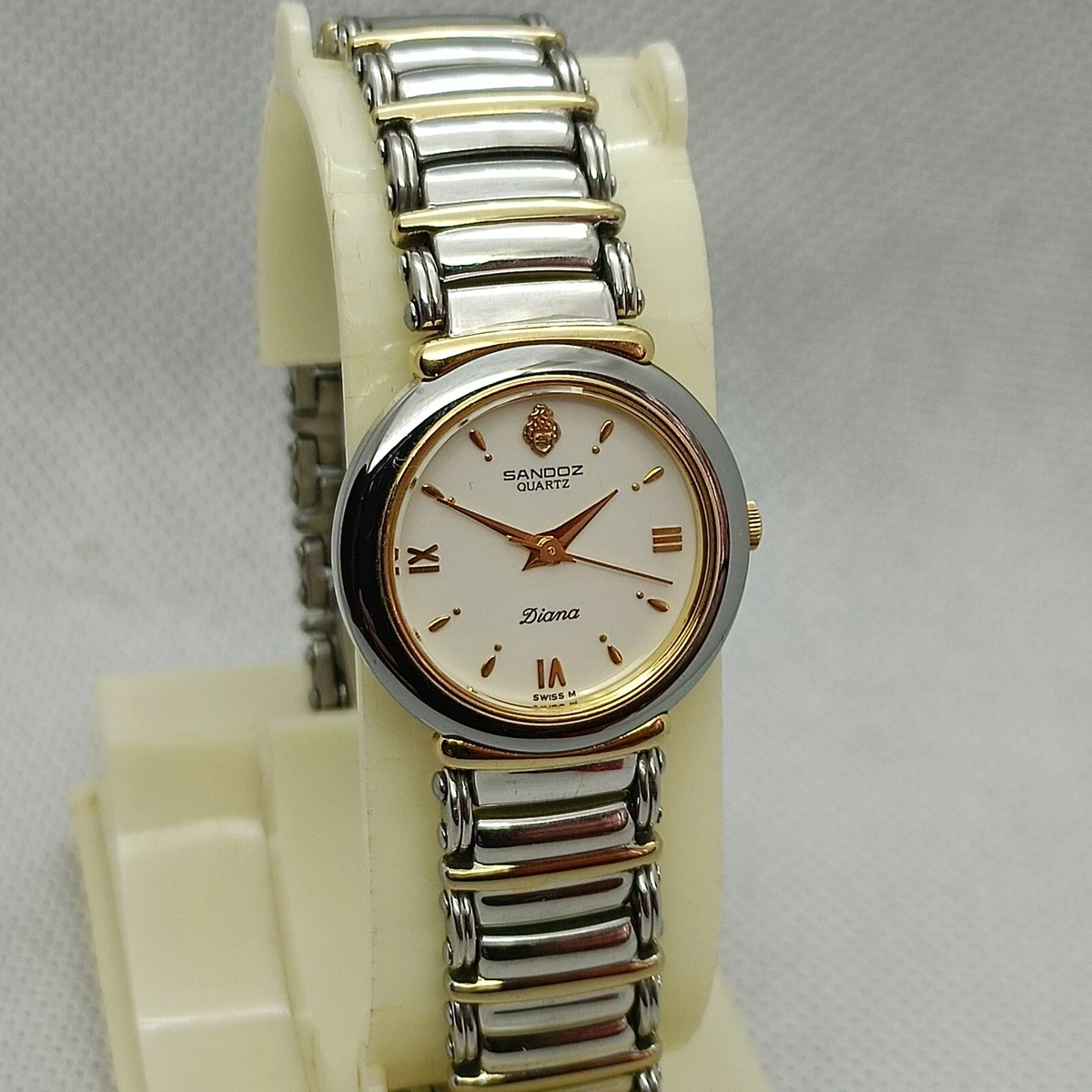 Sandoz Diana Beautiful Ladies Two Tone Bracelet Links Watch eBay
