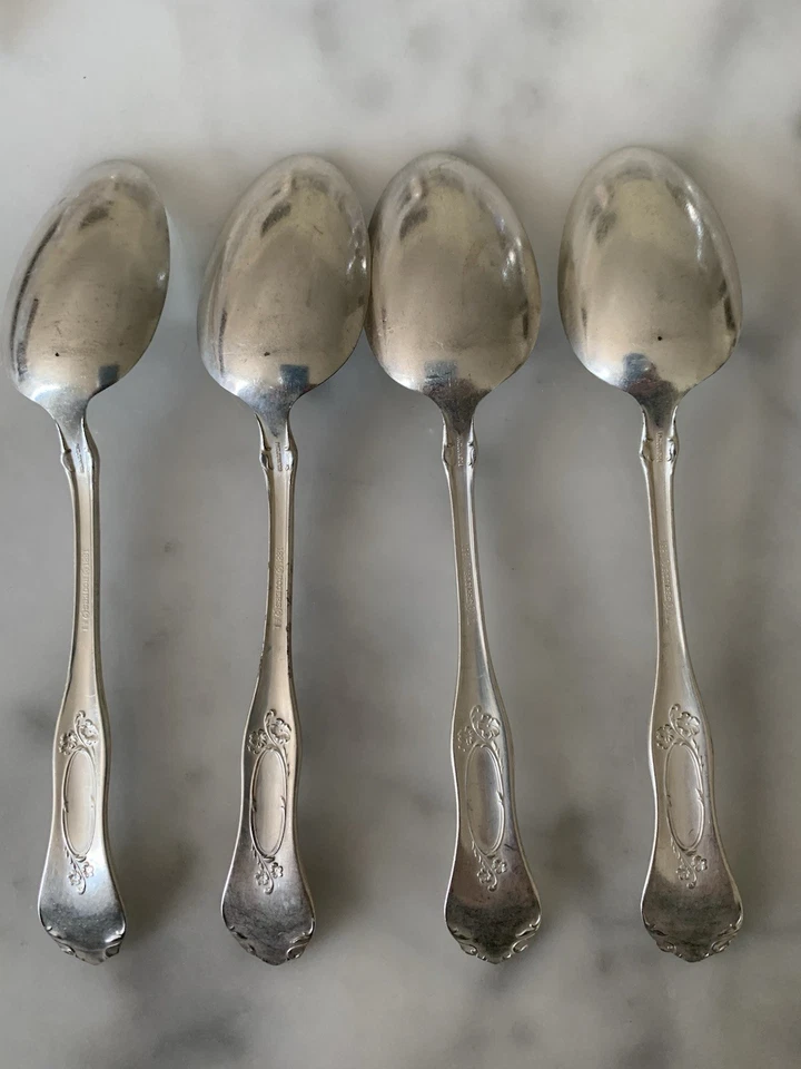 4 cucharaditas plateadas Rogers A1 1881 Pat 09 de junio Briar Rose / Briar Cliff Foto 3 de 4