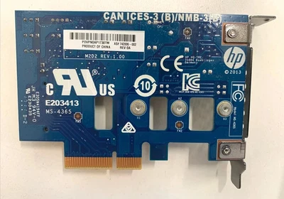 HP MS-4365 PCIe - M.2 SSD Adapter Card LP Bracket 742006-002 - Image 1 of 4