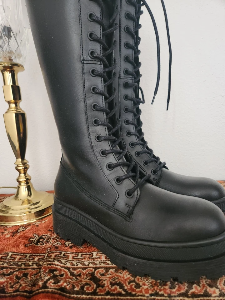 Botas de combate de cuero Scotch & Soda talla 7 para mujer con cordones Foto 3 de 4