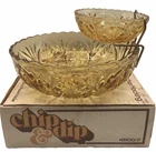 Vintage MCM Retro Anchor Hocking Honey Gold Chip & Dip Set w/Original Box! 🇺🇸