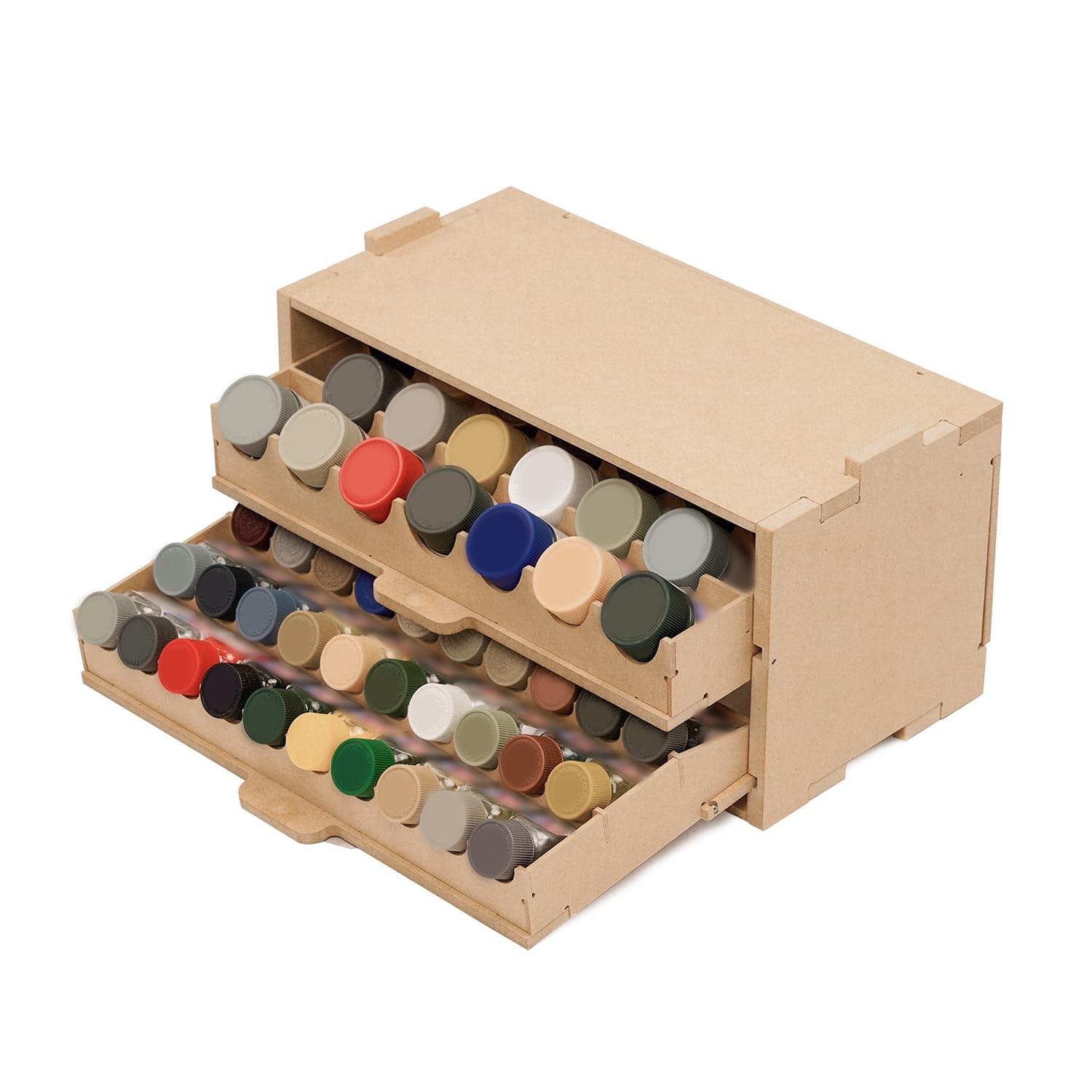 Plastic Model Paint Rack Organizer for 50 Paints, Pull-Out Storage With MDF M...