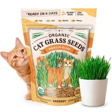 Organic Cat Grass Seeds for Planting, Non-GMO Wheat, Oat, Rye, and Barley Cat...