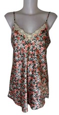 Vtg 90s Women's Pink Floral Lace Babydoll Coquette Fairy Dollete Slip Dress Sz M