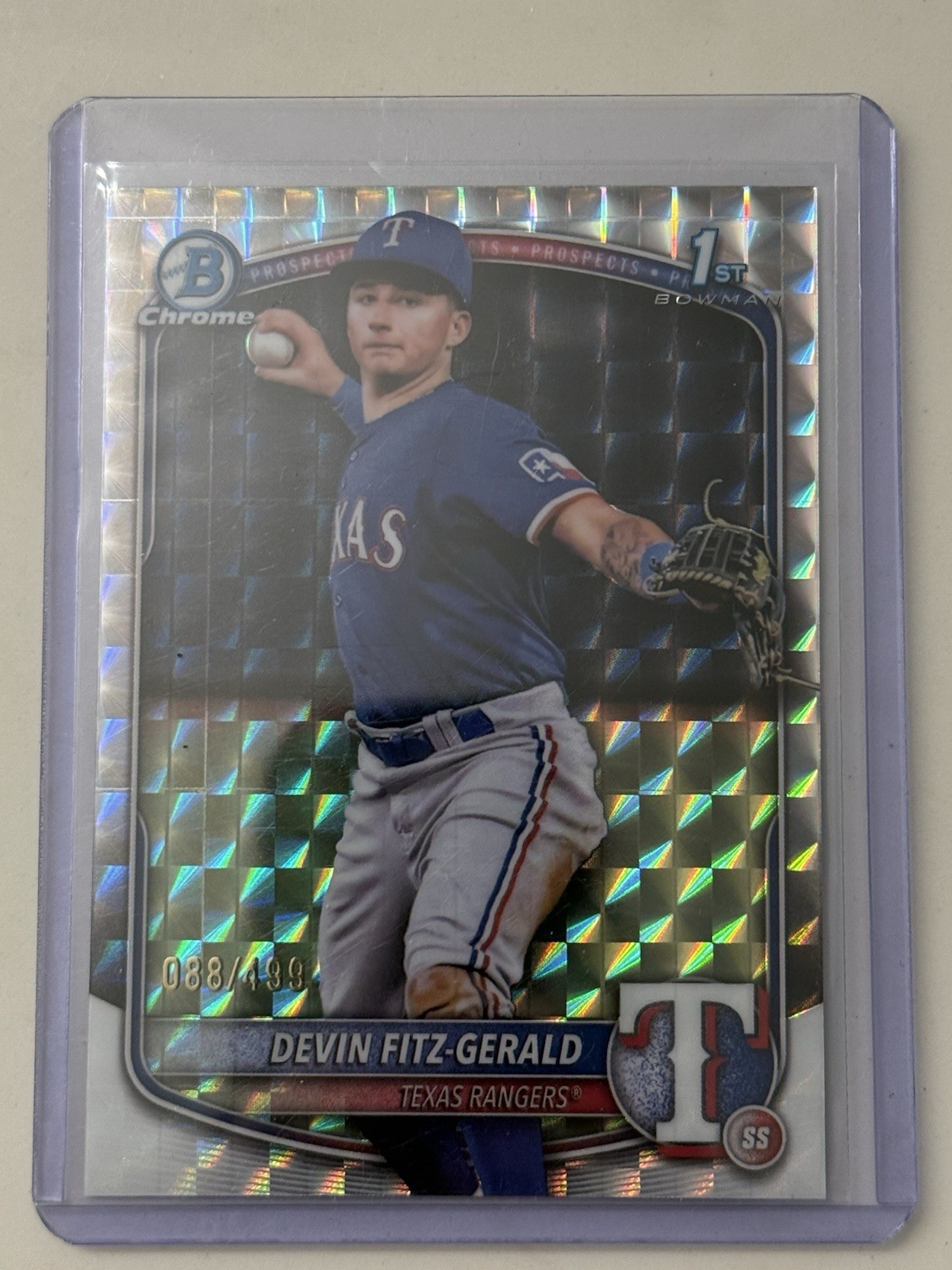 🔥2025 Bowman Chrome Devin Fitz-Gerald 1st Bowman Geometric Refractor /499 Texas
