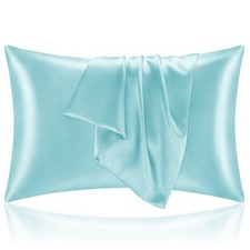 BEDELITE Satin Silk Pillowcase for Hair and Skin, Blue Pillow Cases Standard