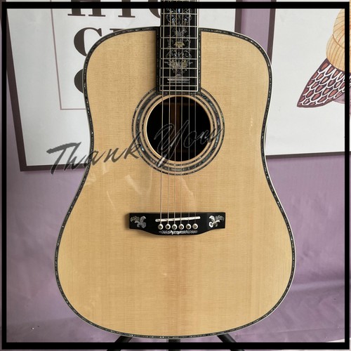 Deluxe All Solid D-type Acoustic Guitar Spruce Top Rosewood Body Ebony Fretboard - Picture 2 of 10