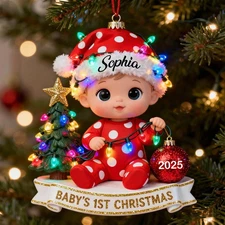 Baby’s First Christmas Ornament 2025 — Personalized Acrylic Ornament,