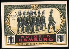 Notgeld Hamburg 1921, 1 Mark, Hamburger Bürg. Militair Jäger und Uhlenhorst, Nr 