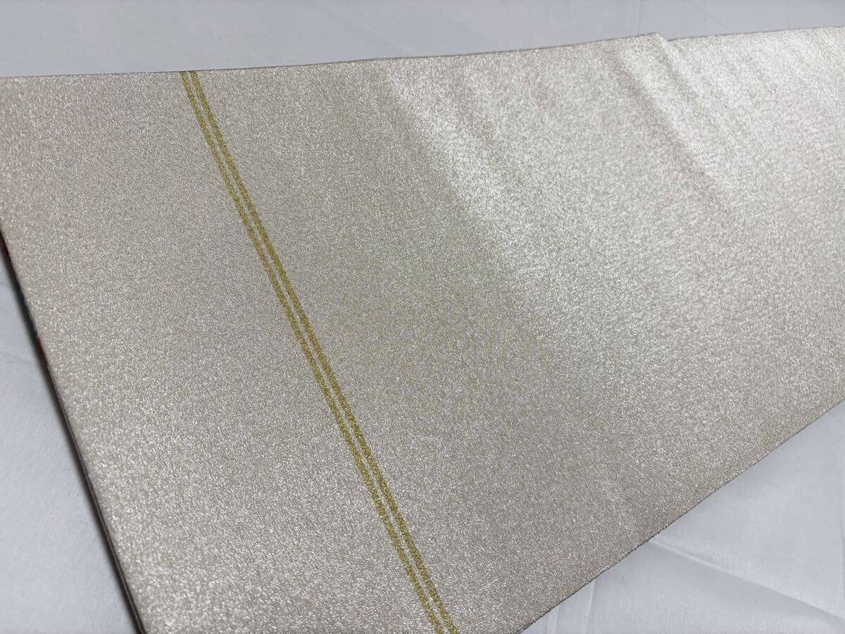 Kimono Silver Gold Thread Flower Pattern Obi Belt… - image 2