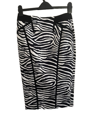 NEU MIT ETIKETT KAREN MILLEN BLEISTIFTROCK MIT ZEBRAMUSTER GRÖSSE 10 UVP 95,00 £