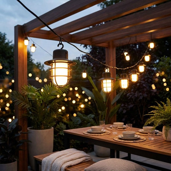 Solarlampe Lichterkette AußEnleuchte Laterne Flammeneffekt Gartendeko 24X Led-image