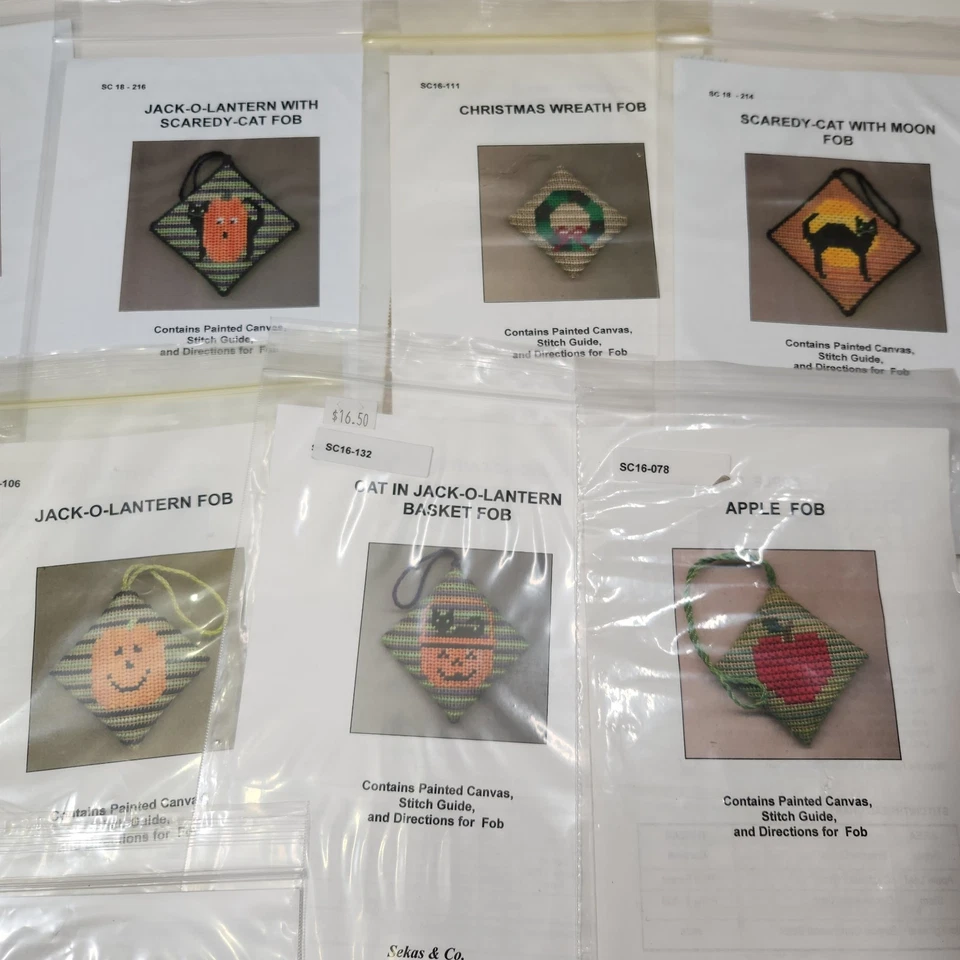 Sekas & Co Lot of 11 Painted Canvas Cross Stitch Needlepoint Pattern FOB - Image 3 of 4