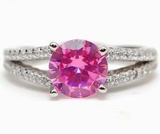 3CT Treated Pink Sapphire  Topaz 925 Sterling Silver Ring Jewelry Sz 6 MK1-1