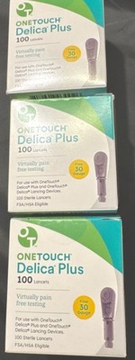 300 ONE TOUCH DELICA PLUS 30 GAUGE LANCETS (3 Boxes of 100) NEW