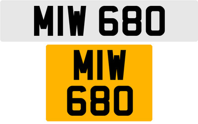 MIW 680 M 3x3 DATELESS PRIVATE NUMBER PLATE MAT MATT MARK MICK MIK MIC MEL MAX