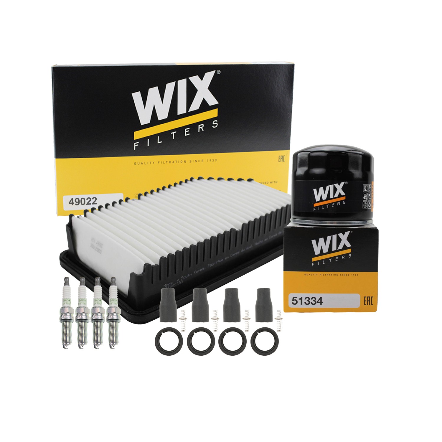 Wix Tune Up Kit NGK 4 Spark Plugs  Coil Boots Kit for Kia Soul 1.2L L4 Gas MPI