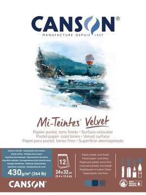 Canson Mi-Teintes Velvet Drawing Paper Pad, Cool Tones, Assorted Tones 